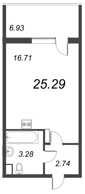 Студия 25,1 м²