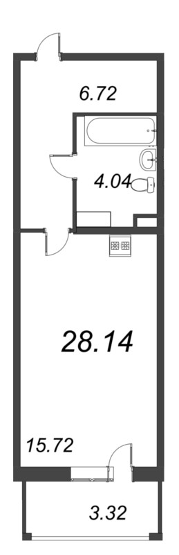 Студия 27,5 м²