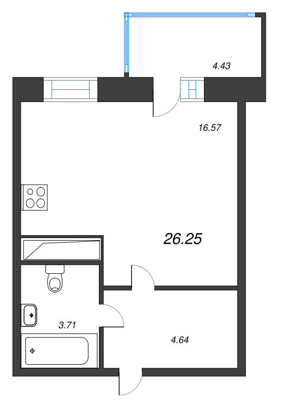 Студия 26,2 м²