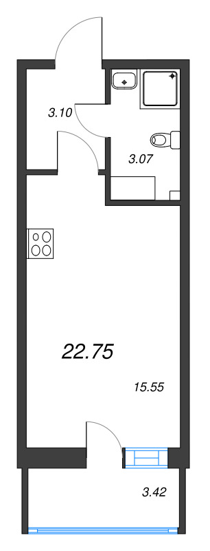 Студия 22,8 м²