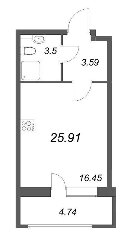 Студия 25,9 м²