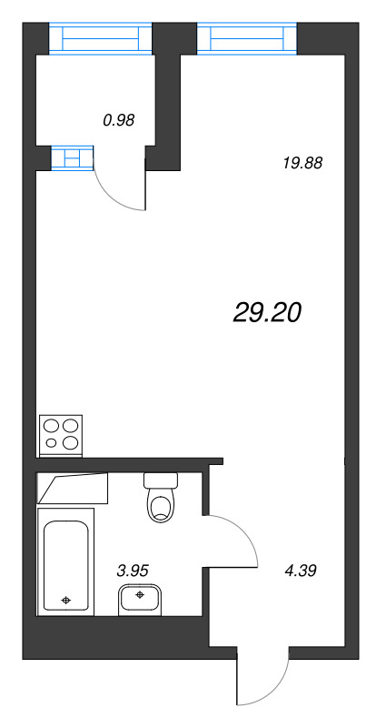 Студия 29,2 м²