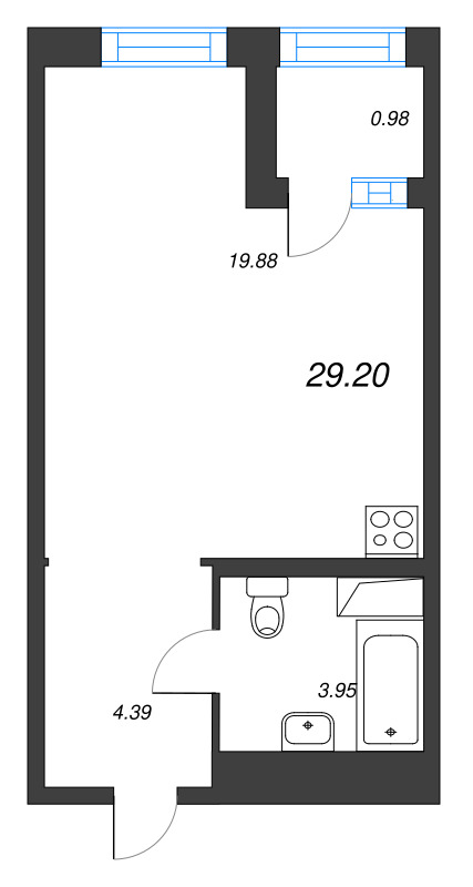 Студия 29,2 м²