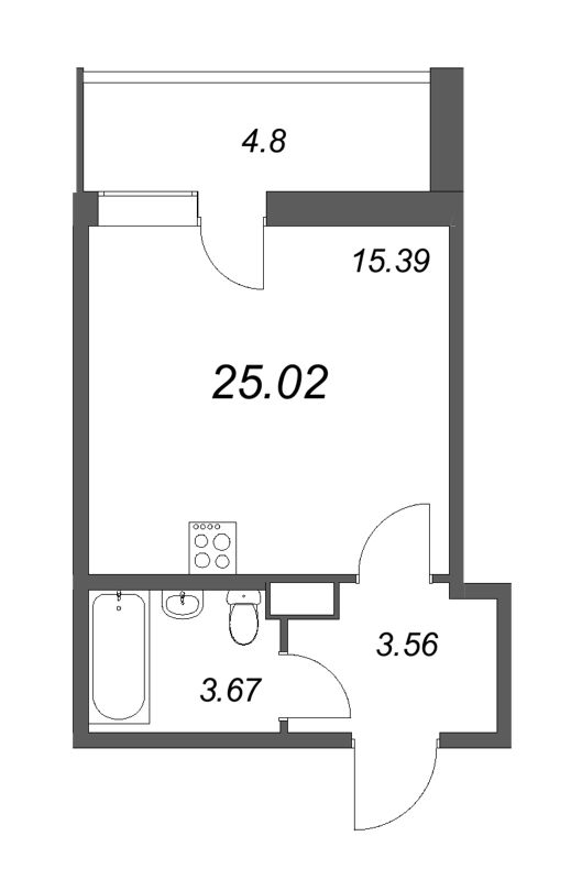 Студия 24,9 м²