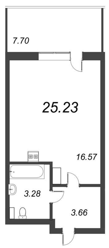 Студия 25,1 м²
