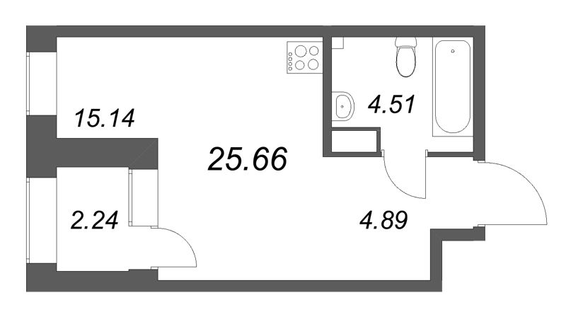 Студия 25,7 м²