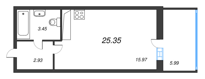 Студия 24 м²