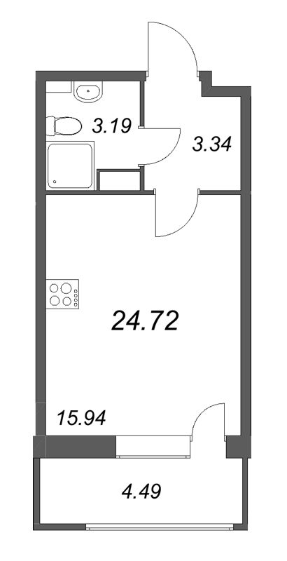 Студия 24,7 м²