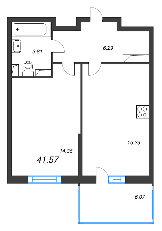 2 ккв (Евро) 40,9 м²