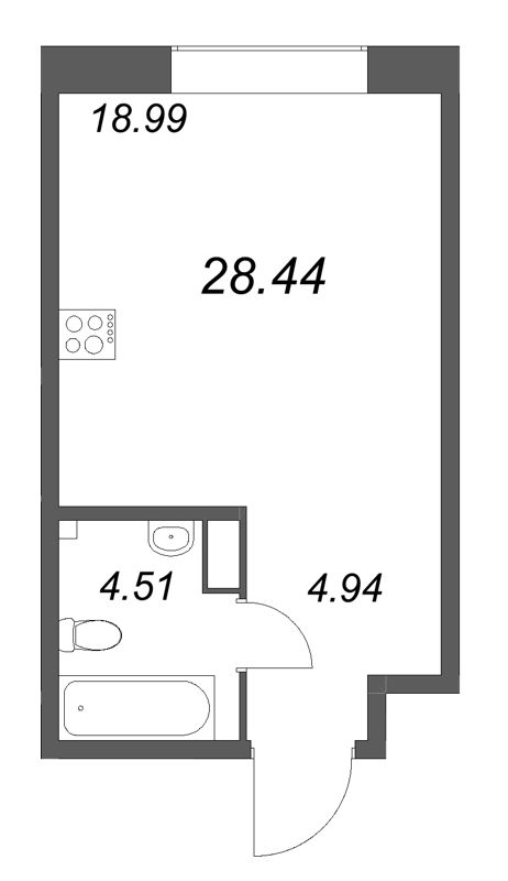 Студия 28,4 м²