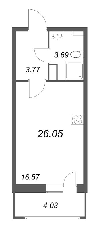Студия 26,1 м²