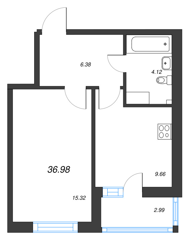 1 ккв 37 м²