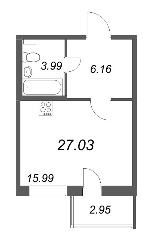 Студия 27,3 м²