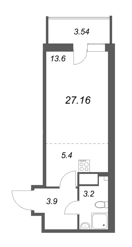 Студия 27,2 м²