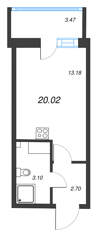 Студия 20 м²