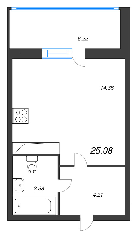 Студия 25 м²