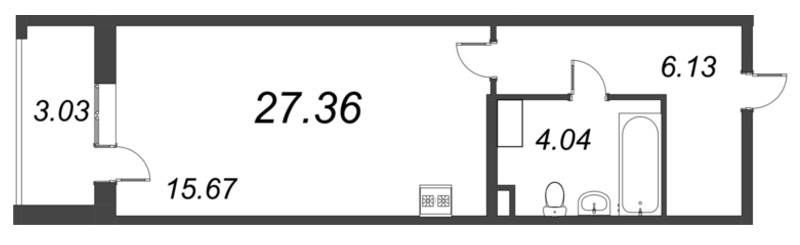 Студия 27,7 м²