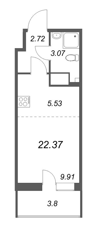 Студия 22,4 м²