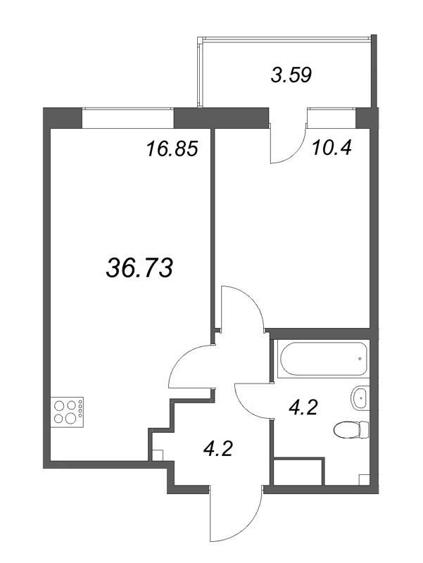2 ккв (Евро) 36,7 м²