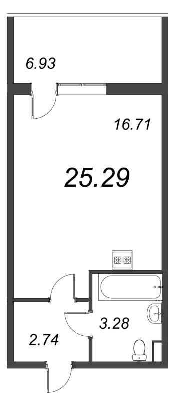 Студия 25,1 м²