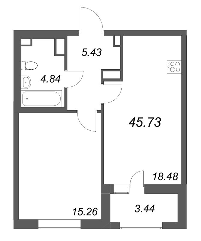 2 ккв (Евро) 45,7 м²