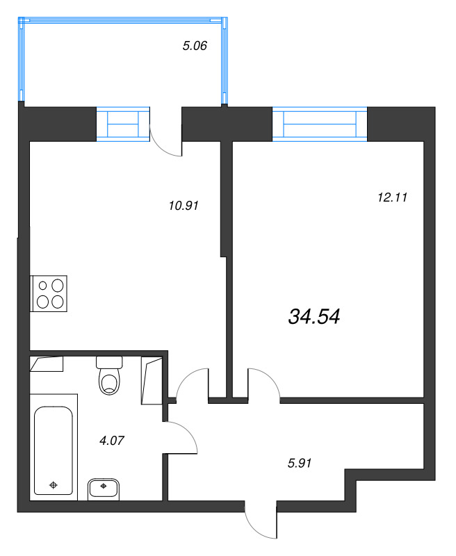 1 ккв 33,9 м²