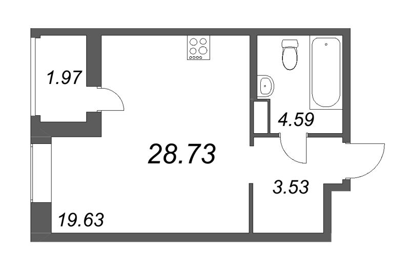 Студия 29,6 м²