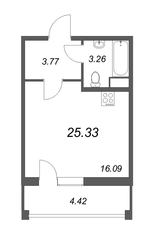 Студия 26,2 м²