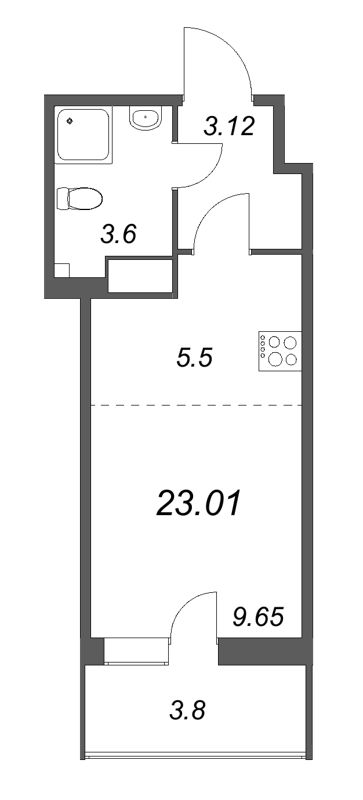 Студия 23 м²