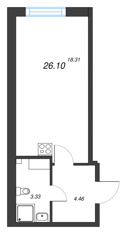 Студия 26,1 м²