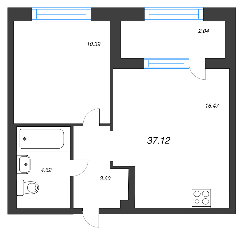 2 ккв (Евро) 37,1 м²
