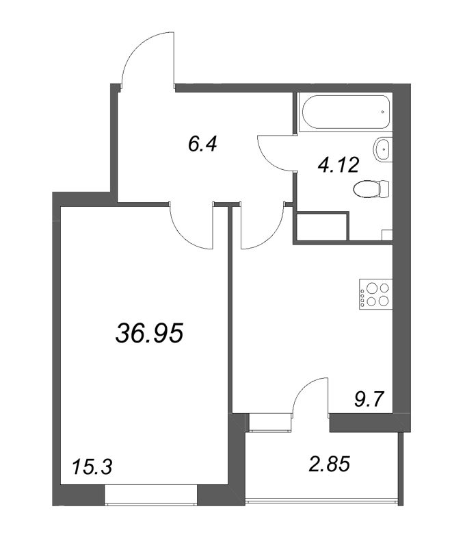 1 ккв 37 м²