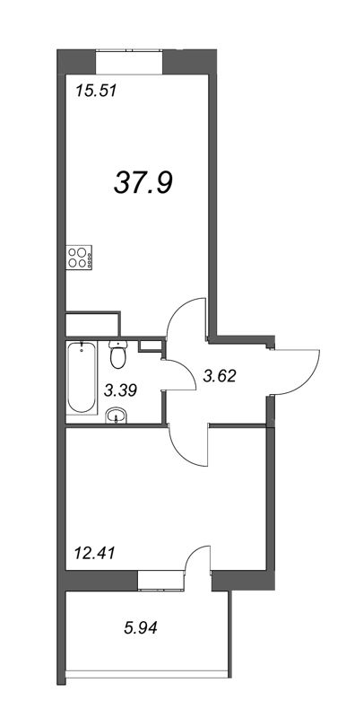 2 ккв (Евро) 38,2 м²