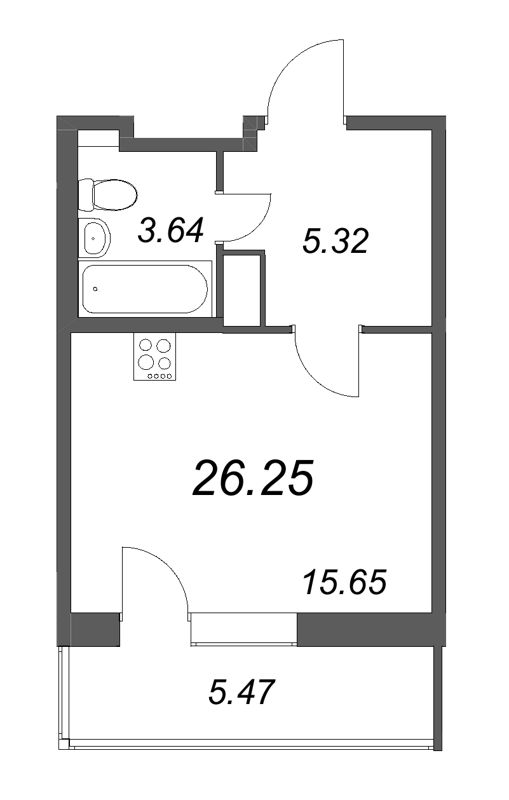 Студия 26,7 м²