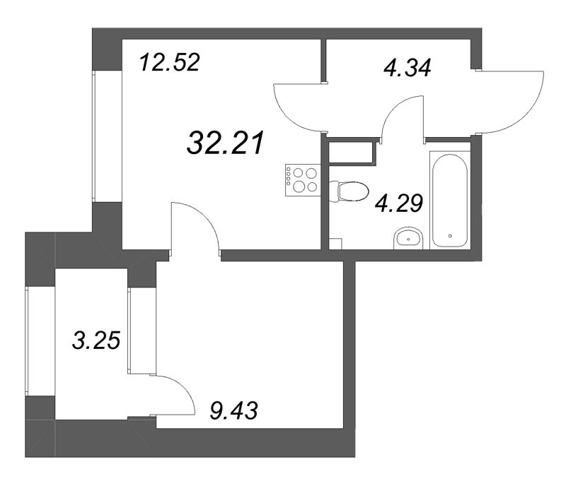 1 ккв 32,2 м²