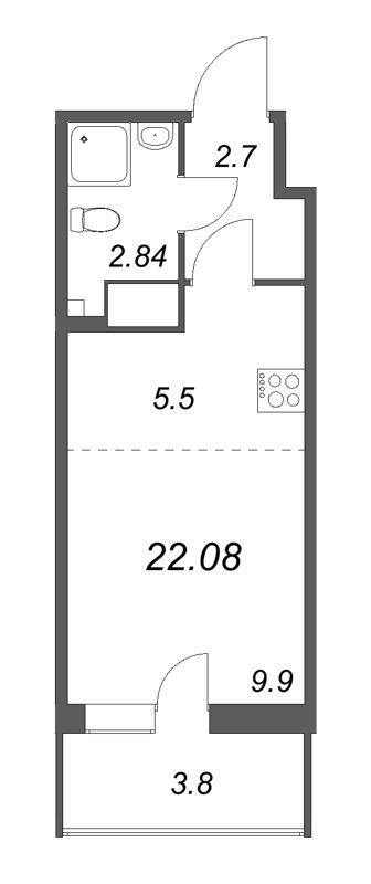 Студия 22,1 м²