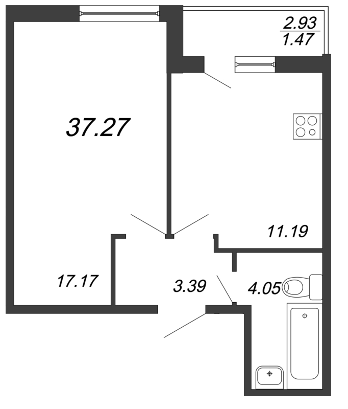 1 ккв 37 м²
