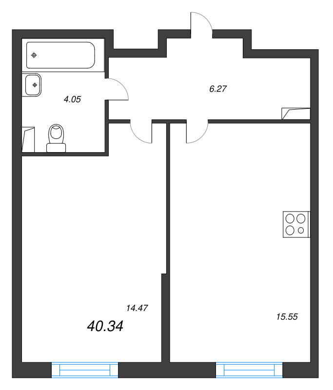 2 ккв (Евро) 39,5 м²