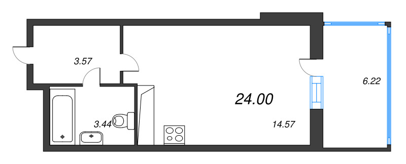 Студия 23,3 м²