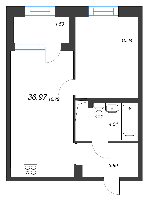 2 ккв (Евро) 37 м²