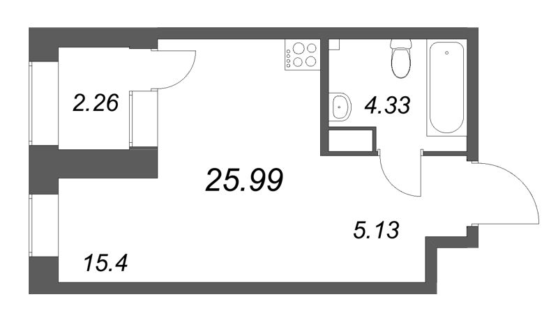 Студия 26 м²