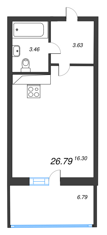 Студия 25,3 м²