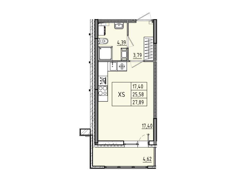 Студия 27,9 м²