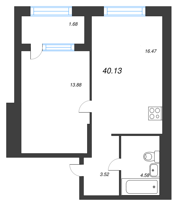 2 ккв (Евро) 40,1 м²