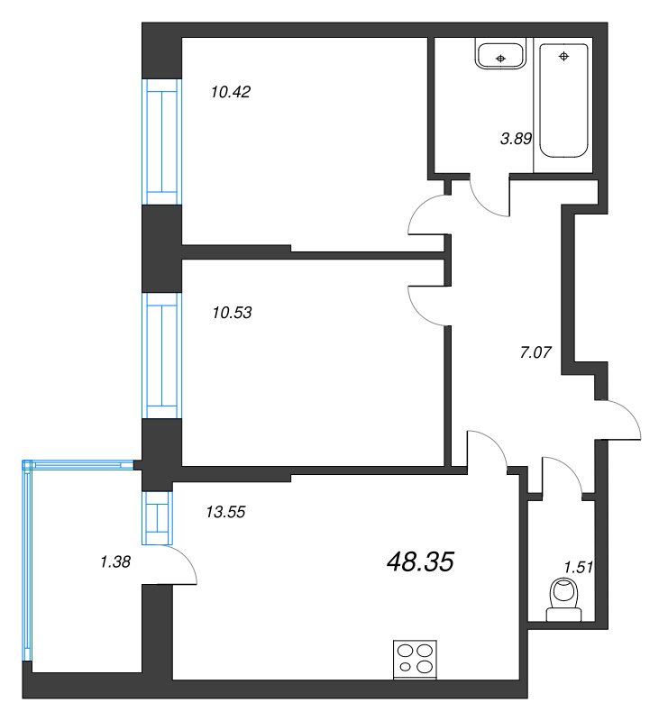 2 ккв 48,4 м²