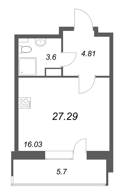Студия 27,3 м²