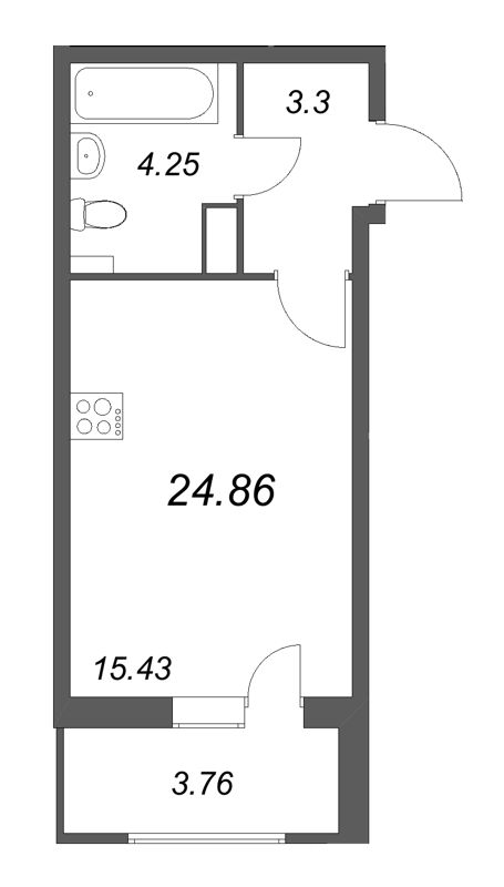 Студия 24,9 м²