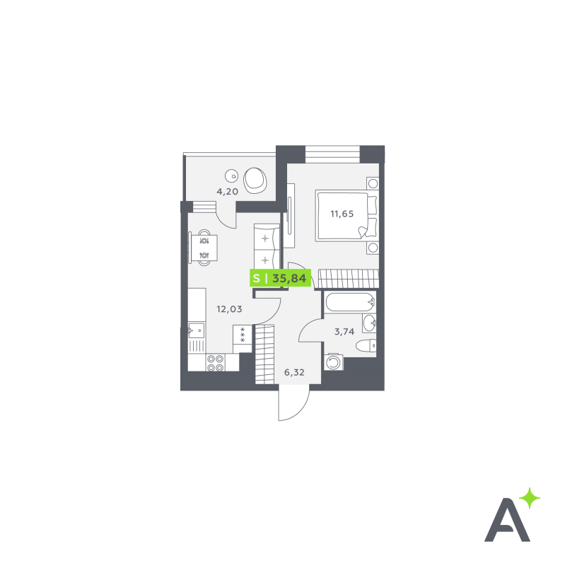 2 ккв (Евро) 36,2 м²