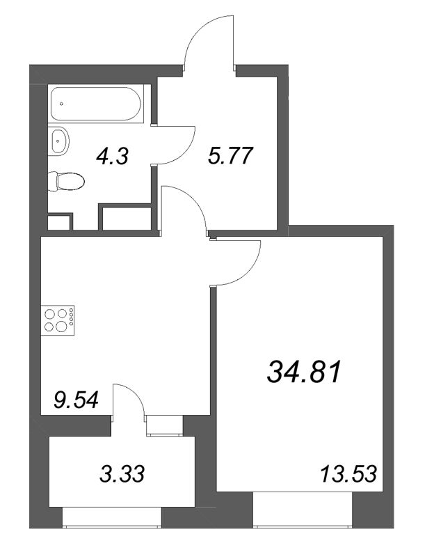 1 ккв 34,8 м²