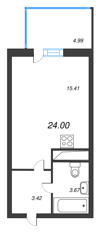 Студия 23,8 м²